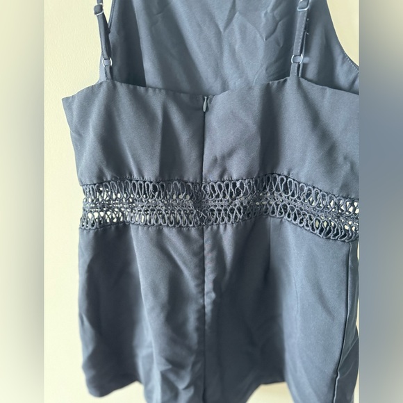 Navy Blue Romper Dress with Adjustable Straps - Picture 5 of 6